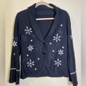 Style Studio Black Snowflake Motif Cardigan M